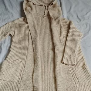 Beige hooded cardigan